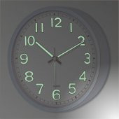 22 cm Karanlıkta Parlayan Fosforlu Beyaz Kahve Siyah Duvar Saati thumbnail 2