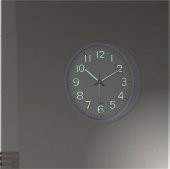 22 cm Karanlıkta Parlayan Fosforlu Beyaz Kahve Siyah Duvar Saati thumbnail 3