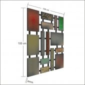 Büyük Geometrik Kalın Renkli İşlemeli Desenli Duvar Tablos Panosu - 2