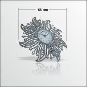 Fas Osmanlı Çiçek Motif Desenli Akrilik Çok Taşlı Duvar Saati - 3