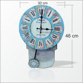 46cm Sallanır Sarkaçlı Şahküllü Mavi Retro Vintage Duvar Saati - 2
