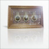 61x97cm Ayetli Altın Kabartma Laleli Çerçeveli Camlı Tablo Pano - 1