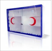 Sürgülü Camlı Kapaklı Steril İlkyardım Sağlık Ecza Kutusu Dolabı - 1