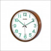 22 cm Karanlıkta Parlayan Fosforlu Beyaz Kahve Siyah Duvar Saati thumbnail 5