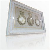 61x97cm Esmalı Kristal Taşlı Oyma Çerçeveli Üçlü Lale Tablo Pano thumbnail 2