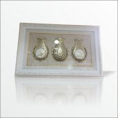 61x97cm Esmalı Kristal Taşlı Oyma Çerçeveli Üçlü Lale Tablo Pano thumbnail 3