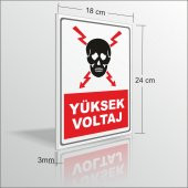 Yüksek Voltaj İkaz ve Uyarı Levhası 18x24cm 3mm Suya Dayanıklı - 2