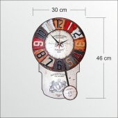46 cm Büyük Sarkaçlı Renkli Dart Desenli Görünümlü Duvar Saati thumbnail 3