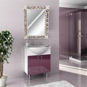 45x60cm Eskitme Rustik İşlemeli Krem Boy Banyo Duvar Salon Aynası - 3