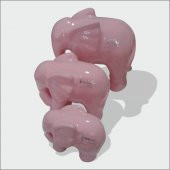 Seramik Pudra Pembe Üç Adet Fil Seti - 1