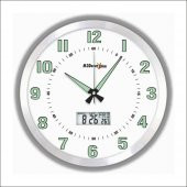 Fosforlu Termometreli 40 cm Aluminyum Kasa Büyük Dev Duvar Saati - 1