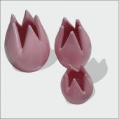 Seramik Pembe Laleler Kartvizitlik Set Biblo 18cm - 15cm - 8cm - 1