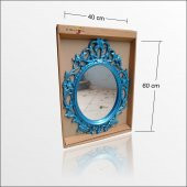50x70 İŞLEMELİ RUSTİK MAVİ YALDIZ ELİPS ANTİK DUVAR BOY AYNASI - 2