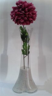 MOR ORTANCA ÇİÇEKLİ 40 cm CAM İÇİ ÇAKIL TAŞLI UZUN VAZO thumbnail 3