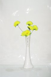 60 cm Desenli Beyaz Vazo Sarı Çiçek - 1