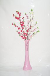 60 cm Desenli Pembe Vazo Üç Renk Bahar Dalı - 1