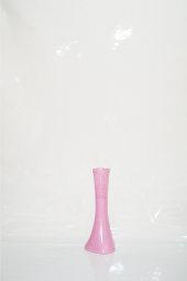 Uzun 40 cm Pembe İşlemeli Fil Ayağı Delikli Desenli Konik Dengeli Vazo - 1