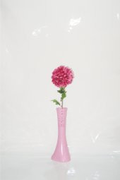 Uzun 1 Mor Ortanca 40 cm Pembe İşlemeli Desenli Derin Vazo - 1