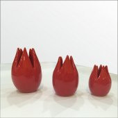 3 Kırmızı Laleler Kartvizitlik Biblo Set 13cm - 11cm - 8,5 cm - 1