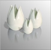 Seramik Krem Laleler Biblo Seti 15cm , 13cm, 9cm - 2