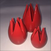 3 Kırmızı Laleler Kartvizitlik Biblo Set 13cm - 11cm - 8,5 cm - 2