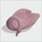 Seramik Pembe Kuğu Tabak Biblo 35 cm Boy 10 cm Derinlik - 1
