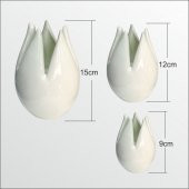 Seramik Krem Laleler Biblo Seti 15cm , 13cm, 9cm - 3