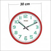 Kırmızı Karanlıkta Okunabilen Fosforlu Duvar Saati 27 cm - 4