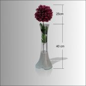 MOR ORTANCA ÇİÇEKLİ 40 cm CAM İÇİ ÇAKIL TAŞLI UZUN VAZO thumbnail 4