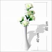 Uzun 40 cm Akrilik Plastik Vazo Beyaz 5 li Çiçek - 1