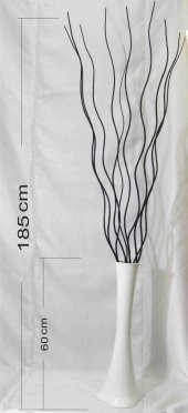 10 Adet Uzun Siyah Kıvrımlı Helisel Dalgalı Dal 60 cm Cam Beyaz Uzun Köşe Vazo thumbnail 2