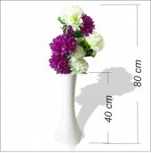Uzun Akrilik Fil Ayağı 40 cm Beyaz Vazo Renkli Çiçekler thumbnail 2