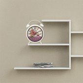 Çiçek Desenli Retro Çalar Saat Görünümlü Masa ve Duvar Saati thumbnail 2