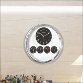 60cm Krom Metal 5 Ülke Saatini Ayrı Ayrı Gösteren Dünya Saati - 3