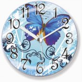 Mavili Kelebekli Buzdolabı Mıknatıslı ve Duvara Asılabilen Saat thumbnail 1