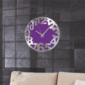 Mor Alüminyum Kalın Kadran Büyük Şık Okunaklı Duvar Saati - 3