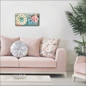 Kelebek ve Güller Bombe Camlı Salon İşyeri Ofis Duvar Saati thumbnail 2