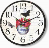 Vazoda Çiçekler ve Kelebek Mutfak Ofis İşyeri Duvar Saati - 2