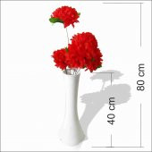 Uzun Fil Ayağı 40 cm Akrilik Vazo Kırmızı Çiçek - 2