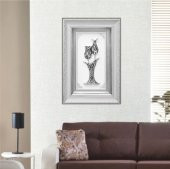 Gümüş Varak Çift Çerçeve Kabartma Üzeri İşlemeli Ramazan İçin Hediyelik Vazolu Lalegül Tablo - 2