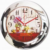 Retro Orkide Metal Krom Ofis Salon Duvar Saati thumbnail 1