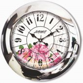 Pembe Güller Metal Krom Salon Ofis Duvar Saati - 1