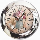 Çiçekler Metal Krom Ofis Salon İş yeri Duvar Saati - 1