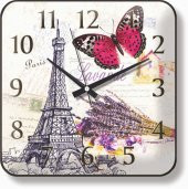 Paris Ve Lavanta Buketi Ofis İşyeri Okul Mutfak Ev Duvar Saati - 1