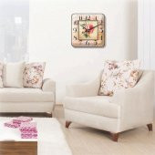 Eskitme Desenli Gül İşyeri Ev Ofis Mutfak Duvar Saati thumbnail 2