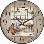 Ortaköy Boğaz Köprü Manzaralı 35cm Büyük Bombe Camlı Duvar Saati - 1