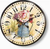 Saksıda Çiçekler Retro Ev Ofis Salon Bombe Camlı Duvar Saati thumbnail 1
