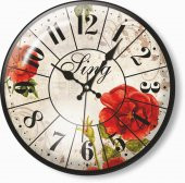 Çiçek Desenli Ev Ofis İşyeri Okul Otel Bombe Camlı Duvar Saati - 1