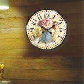 Saksıda Çiçekler Retro Ev Ofis Salon Bombe Camlı Duvar Saati thumbnail 3