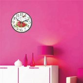 Sepette Çiçekler Mutfak Oturma Odası Anaokulu Okul Duvar Saati - 2